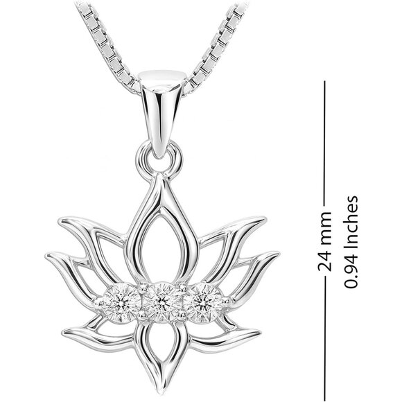 925 Sterling Silver Crescent Moon & Star Pendant Necklace with 0.02Ct G-H Diamon - Picture 5 of 7